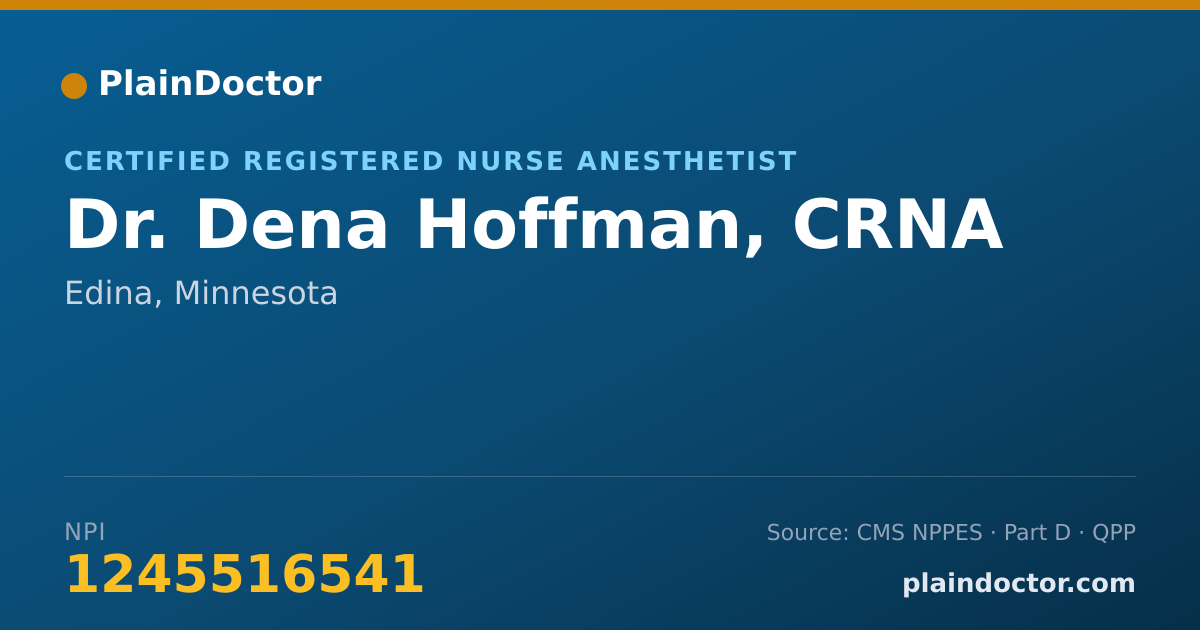 Shareable card for Dena Hoffman, CRNA - Certified Registered Nurse Anesthetist, Edina, MN