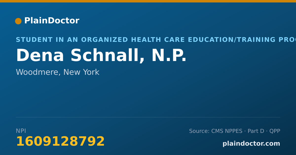 Shareable card for Dena Schnall, N.P. - Student in an Organized Health Care Education/Training Program, Woodmere, NY