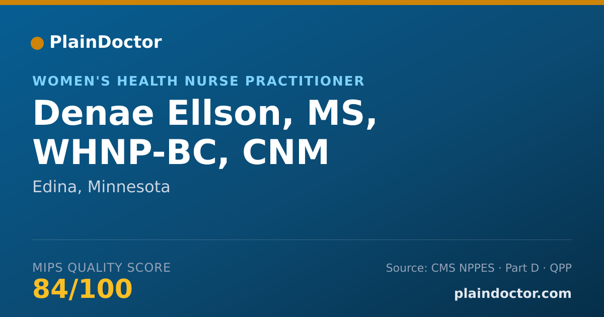 Shareable card for Denae Ellson, MS, WHNP-BC, CNM - Women's Health Nurse Practitioner, Edina, MN