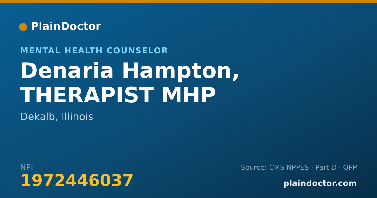 Shareable card for Denaria Hampton, THERAPIST MHP - Mental Health Counselor, Dekalb, IL