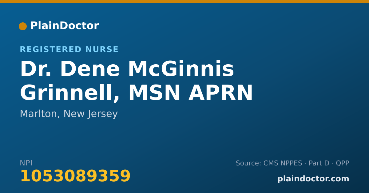 Shareable card for Dene McGinnis Grinnell, MSN APRN FNP-C - Registered Nurse, Marlton, NJ
