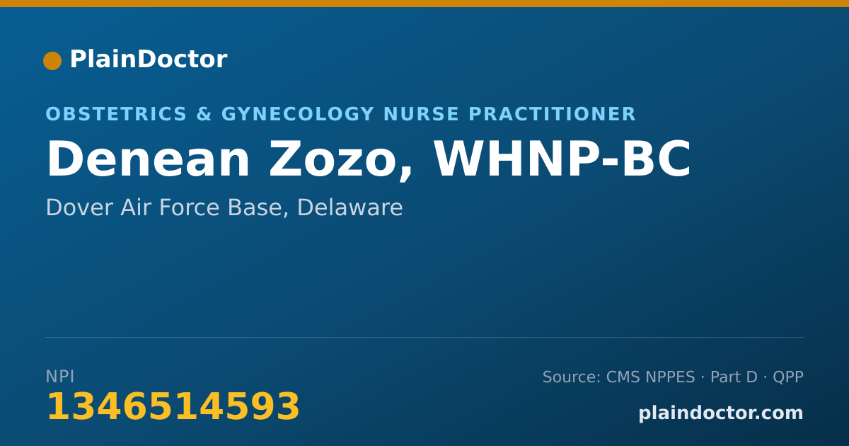 Shareable card for Denean Zozo, WHNP-BC - Obstetrics & Gynecology Nurse Practitioner, Dover Air Force Base, DE