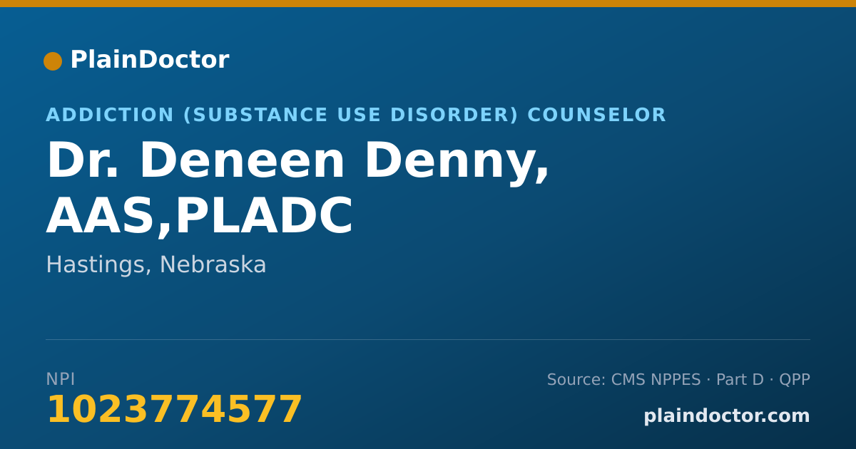 Shareable card for Deneen Denny, AAS,PLADC - Addiction (Substance Use Disorder) Counselor, Hastings, NE