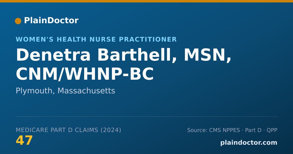 Shareable card for Denetra Barthell, MSN, CNM/WHNP-BC - Women's Health Nurse Practitioner, Plymouth, MA