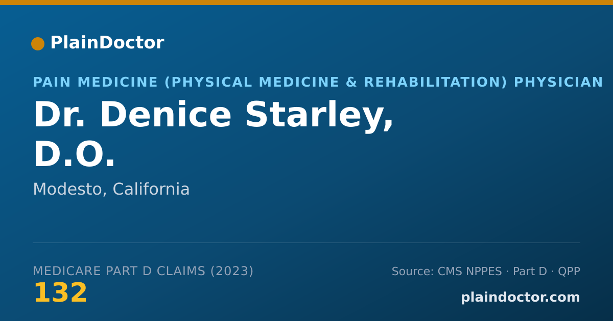 Shareable card for Denice Starley, D.O. - Pain Medicine (Physical Medicine & Rehabilitation) Physician, Modesto, CA