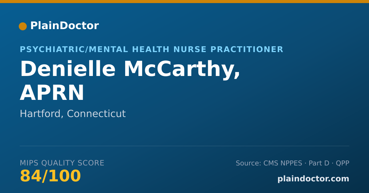 Shareable card for Denielle McCarthy, APRN - Psychiatric/Mental Health Nurse Practitioner, Hartford, CT
