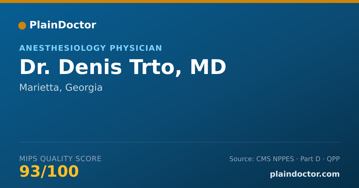 Shareable card for Denis Trto, MD - Pain Medicine (Anesthesiology) Physician, Marietta, GA