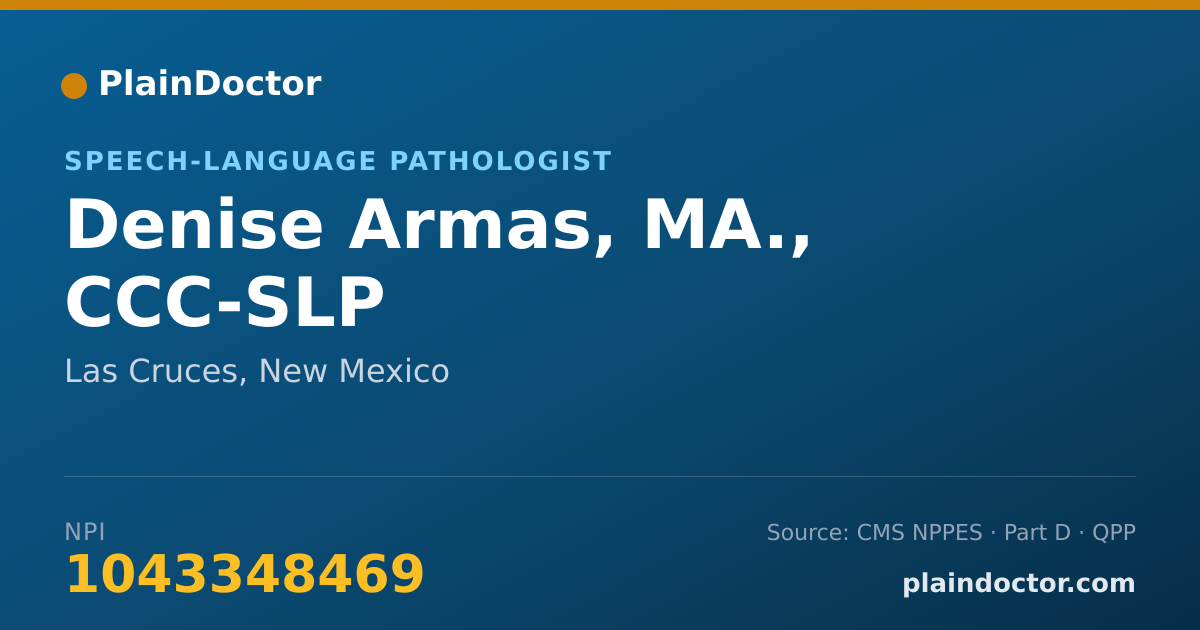 Shareable card for Denise Armas, MA., CCC-SLP - Speech-Language Pathologist, Las Cruces, NM
