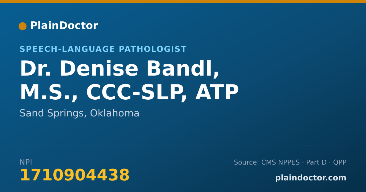 Shareable card for Denise Bandl, M.S., CCC-SLP, ATP - Speech-Language Pathologist, Sand Springs, OK