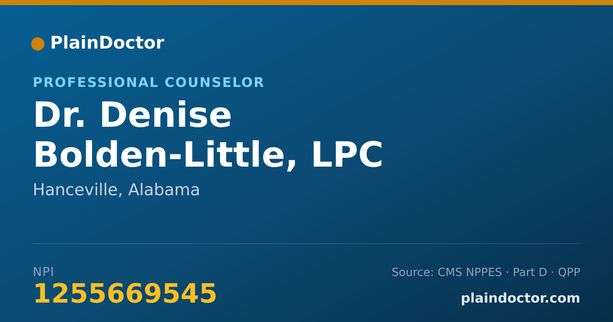 Shareable card for Denise Bolden-Little, LPC - Professional Counselor, Hanceville, AL