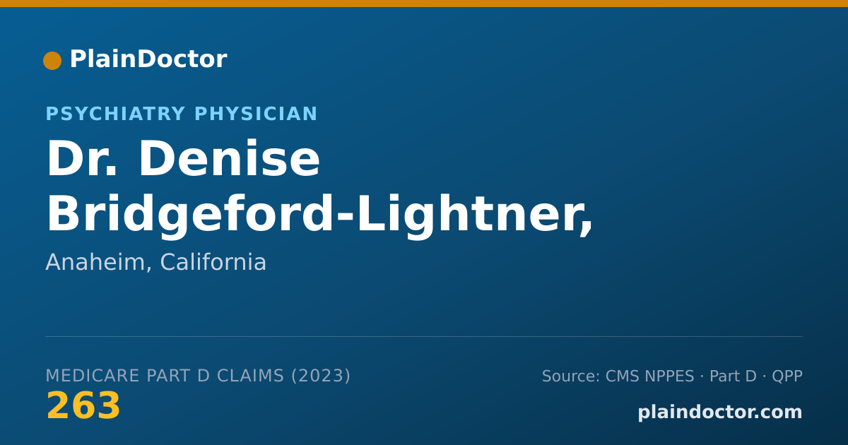 Shareable card for Denise Bridgeford-Lightner, MD - Psychiatry Physician, Anaheim, CA