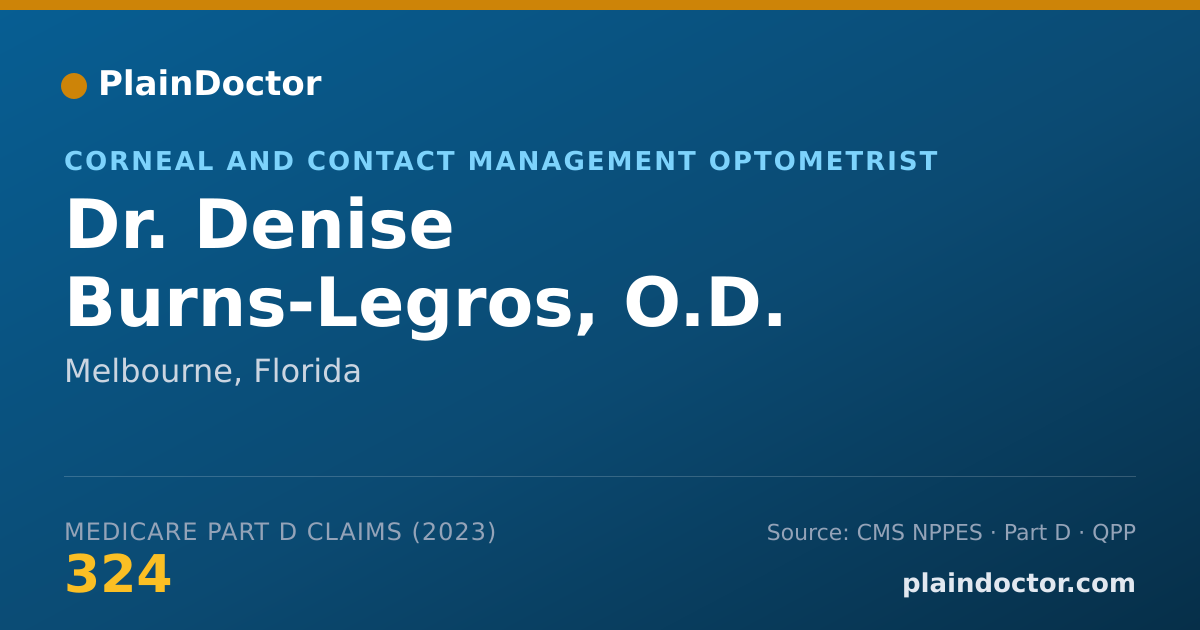 Shareable card for Denise Burns-Legros, O.D. - Corneal and Contact Management Optometrist, Melbourne, FL