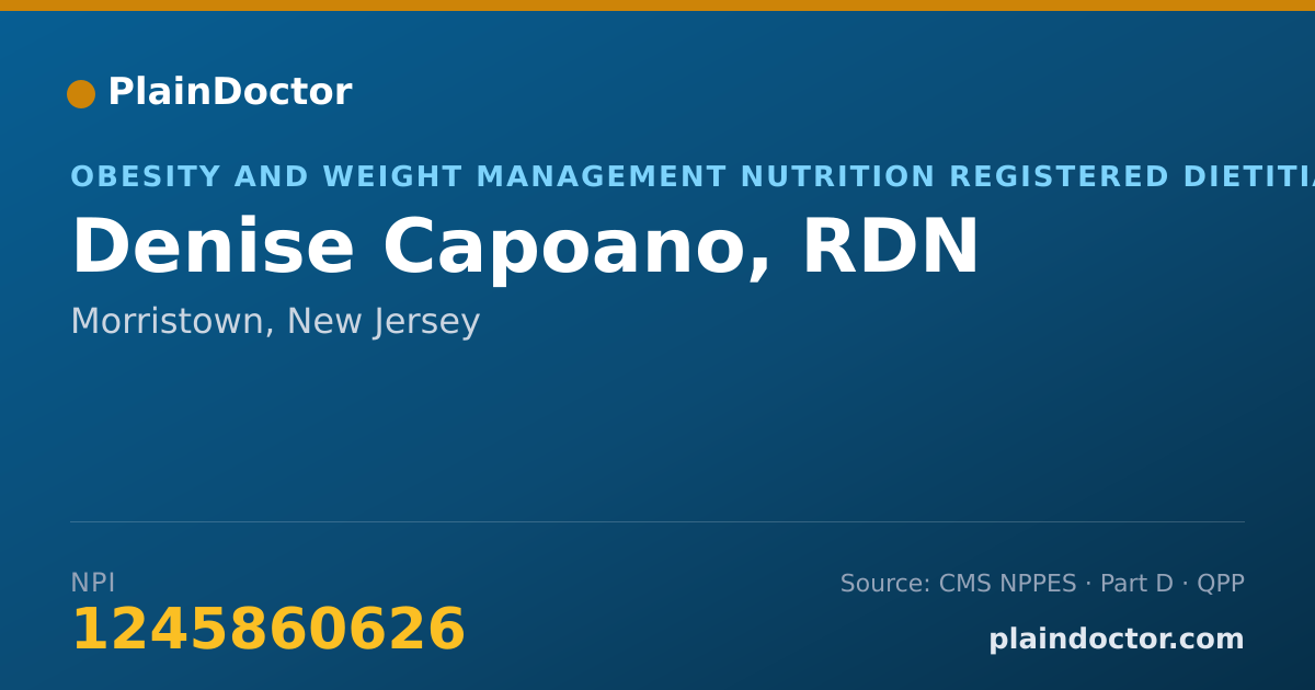 Shareable card for Denise Capoano, RDN - Obesity and Weight Management Nutrition Registered Dietitian, Morristown, NJ