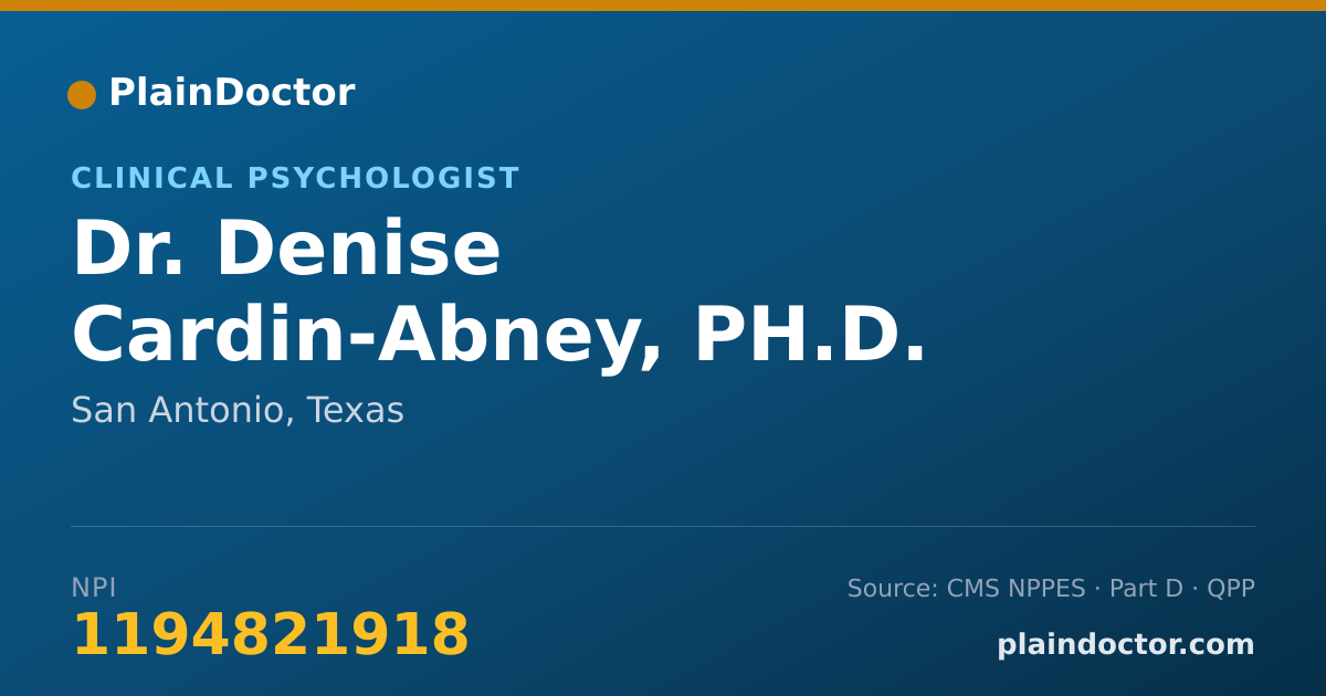 Shareable card for Denise Cardin-Abney, PH.D. - Clinical Psychologist, San Antonio, TX