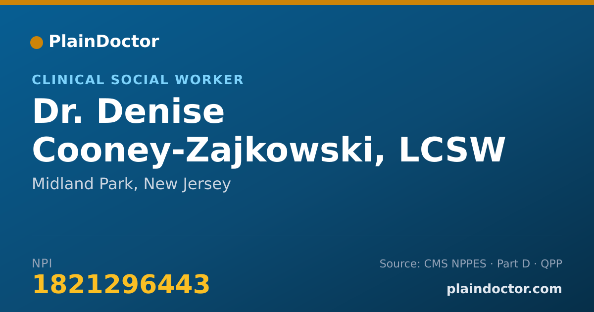Shareable card for Denise Cooney-Zajkowski, LCSW - Clinical Social Worker, Midland Park, NJ