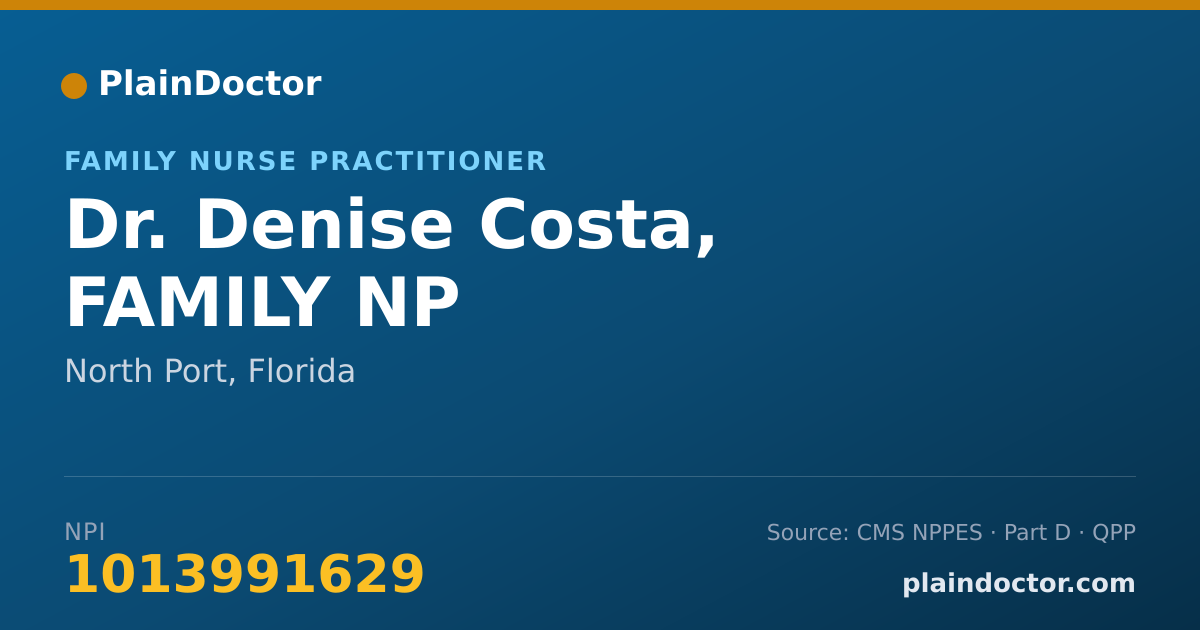 Shareable card for Denise Costa, FAMILY NP - Family Nurse Practitioner, North Port, FL
