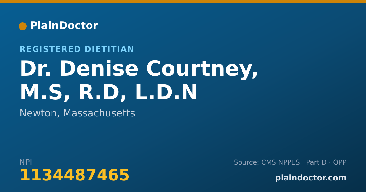 Shareable card for Denise Courtney, M.S, R.D, L.D.N - Registered Dietitian, Newton, MA