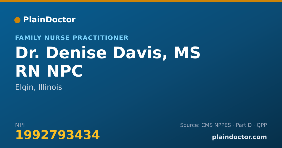 Shareable card for Denise Davis, MS RN NPC - Family Nurse Practitioner, Elgin, IL