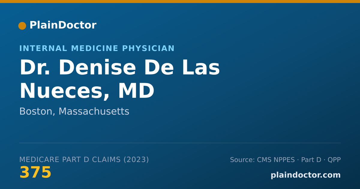 Shareable card for Denise De Las Nueces, MD - Internal Medicine Physician, Boston, MA