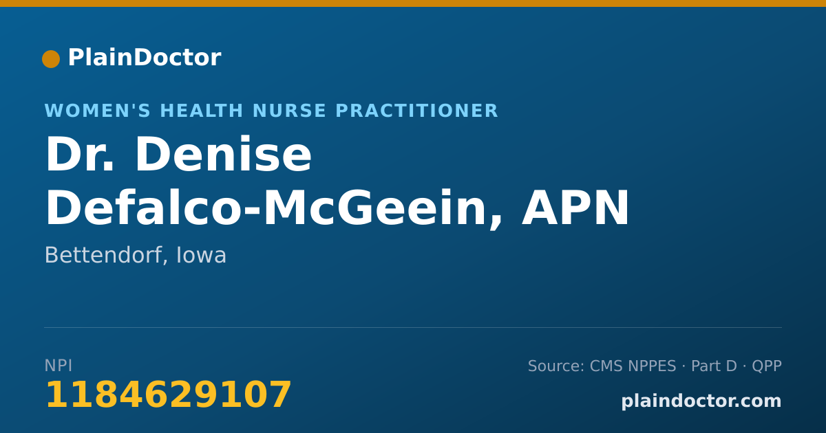Shareable card for Denise Defalco-McGeein, APN - Women's Health Nurse Practitioner, Bettendorf, IA