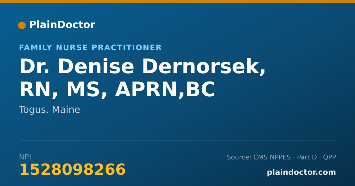 Shareable card for Denise Dernorsek, RN, MS, APRN,BC - Family Nurse Practitioner, Togus, ME