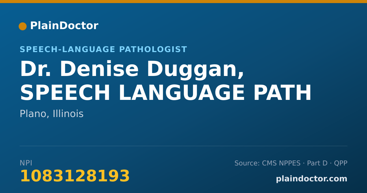 Shareable card for Denise Duggan, SPEECH LANGUAGE PATH - Speech-Language Pathologist, Plano, IL