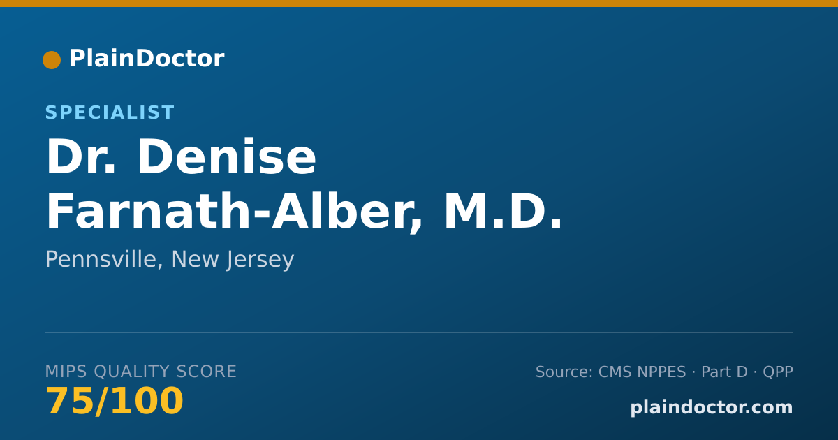 Shareable card for Denise Farnath-Alber, M.D. - Specialist, Pennsville, NJ