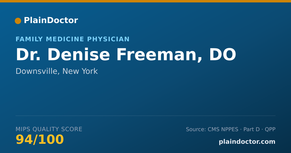 Shareable card for Denise Freeman, DO - Family Medicine Physician, Downsville, NY