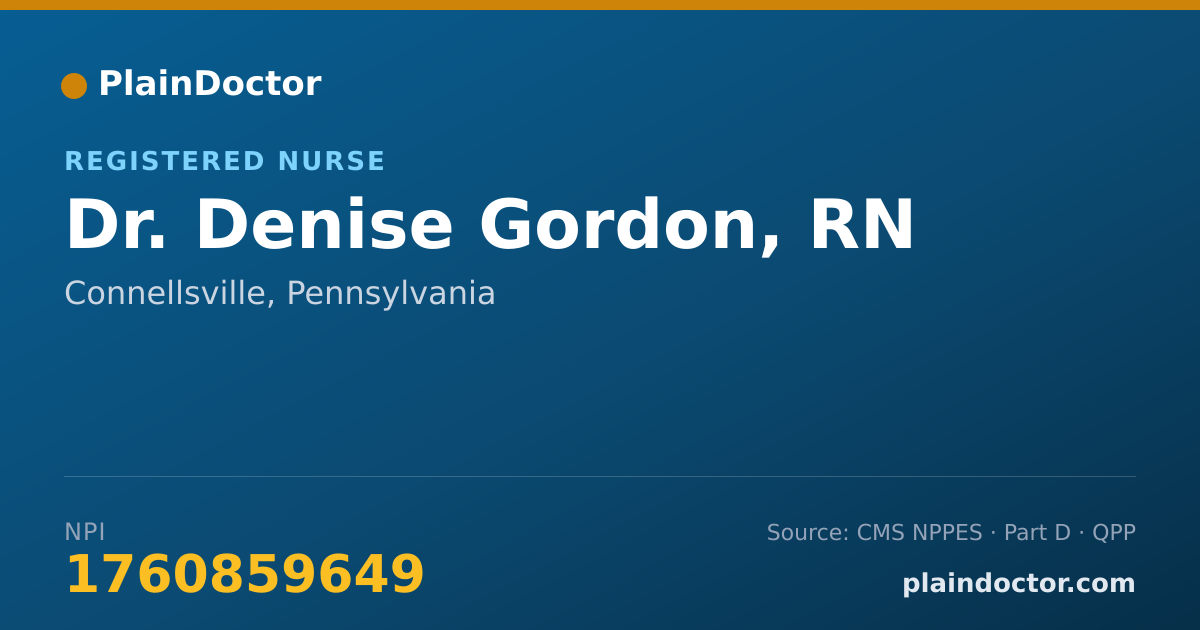 Shareable card for Denise Gordon, RN - Registered Nurse, Connellsville, PA
