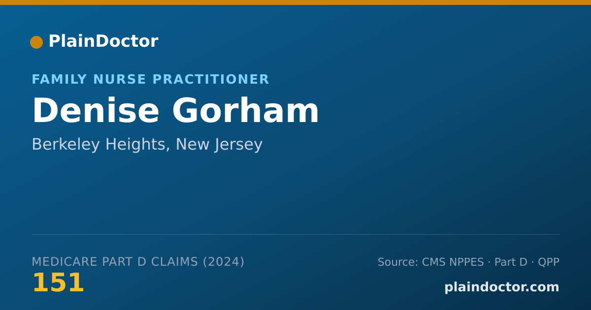 Shareable card for Denise Gorham - Family Nurse Practitioner, Berkeley Heights, NJ