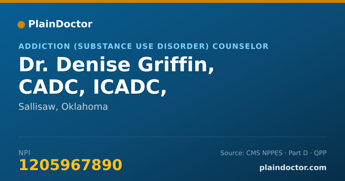 Shareable card for Denise Griffin, CADC, ICADC, - Addiction (Substance Use Disorder) Counselor, Sallisaw, OK