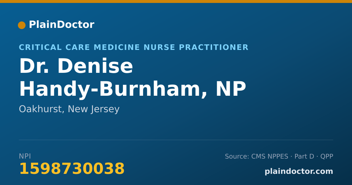 Shareable card for Denise Handy-Burnham, NP - Critical Care Medicine Nurse Practitioner, Oakhurst, NJ