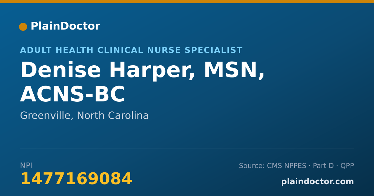 Shareable card for Denise Harper, MSN, ACNS-BC - Adult Health Clinical Nurse Specialist, Greenville, NC