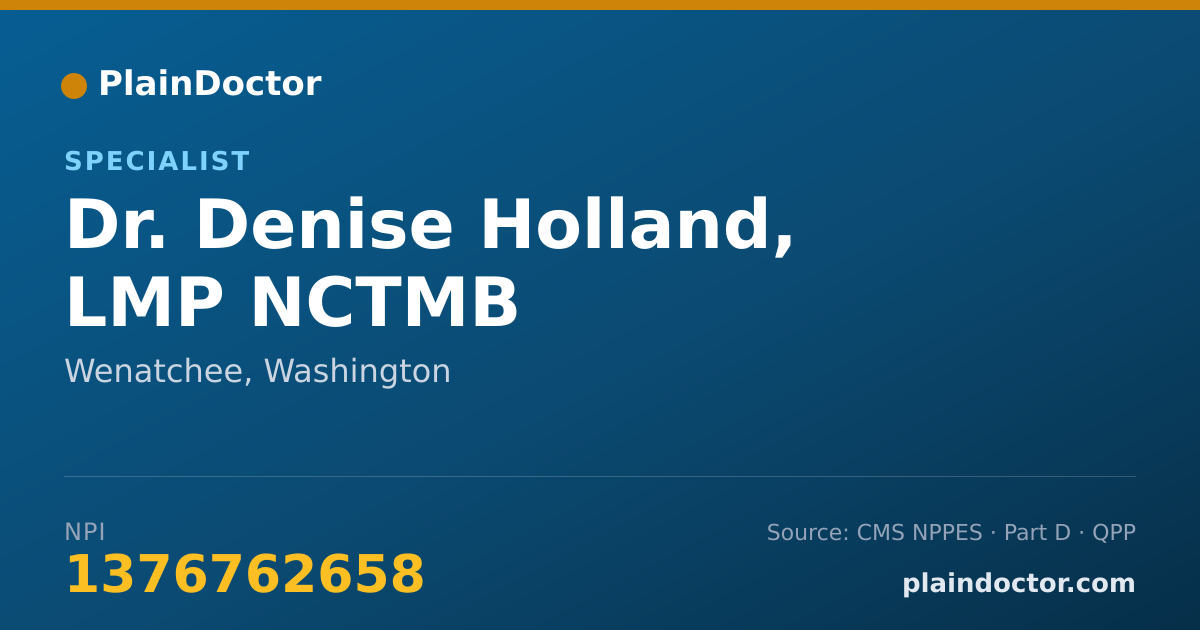 Shareable card for Denise Holland, LMP NCTMB - Specialist, Wenatchee, WA