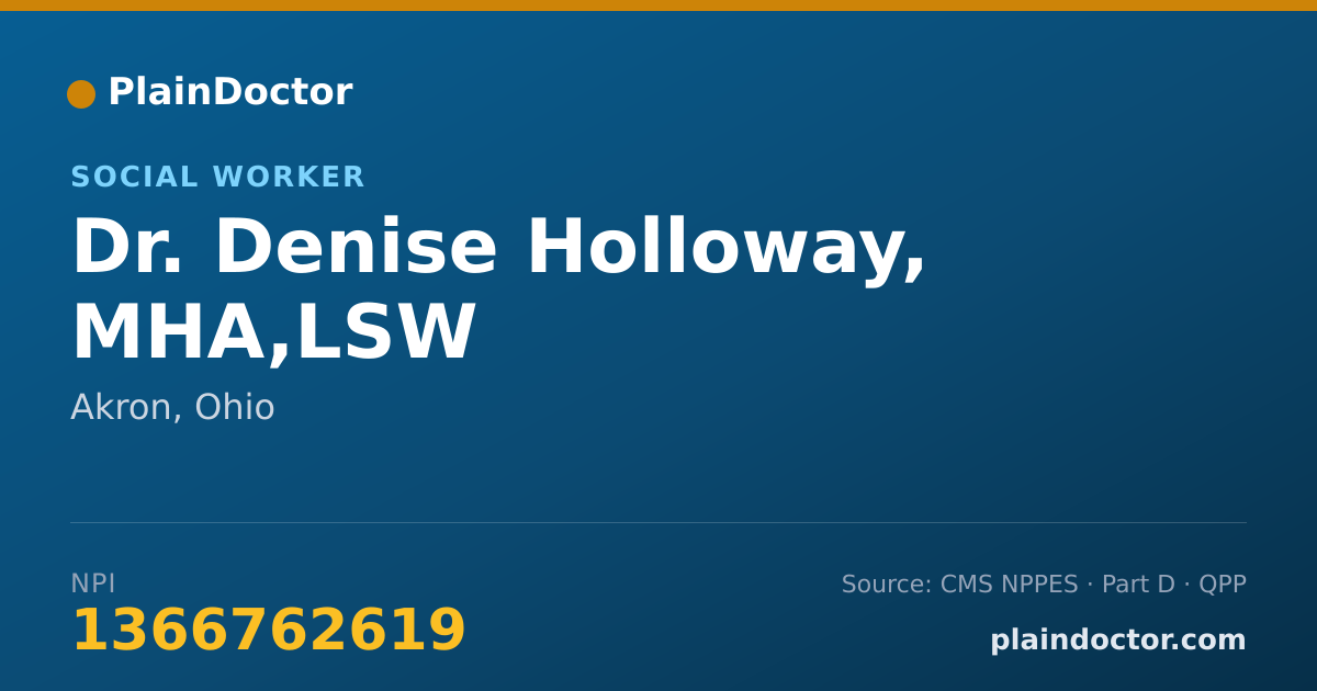 Shareable card for Denise Holloway, MHA,LSW - Social Worker, Akron, OH