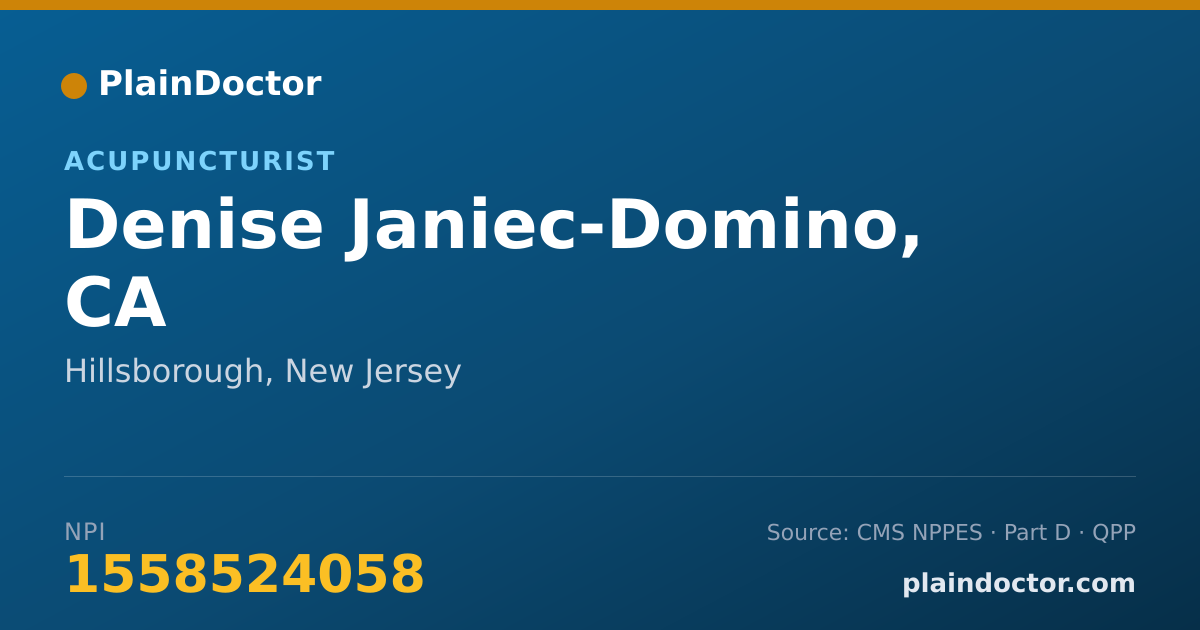 Shareable card for Denise Janiec-Domino, CA - Acupuncturist, Hillsborough, NJ
