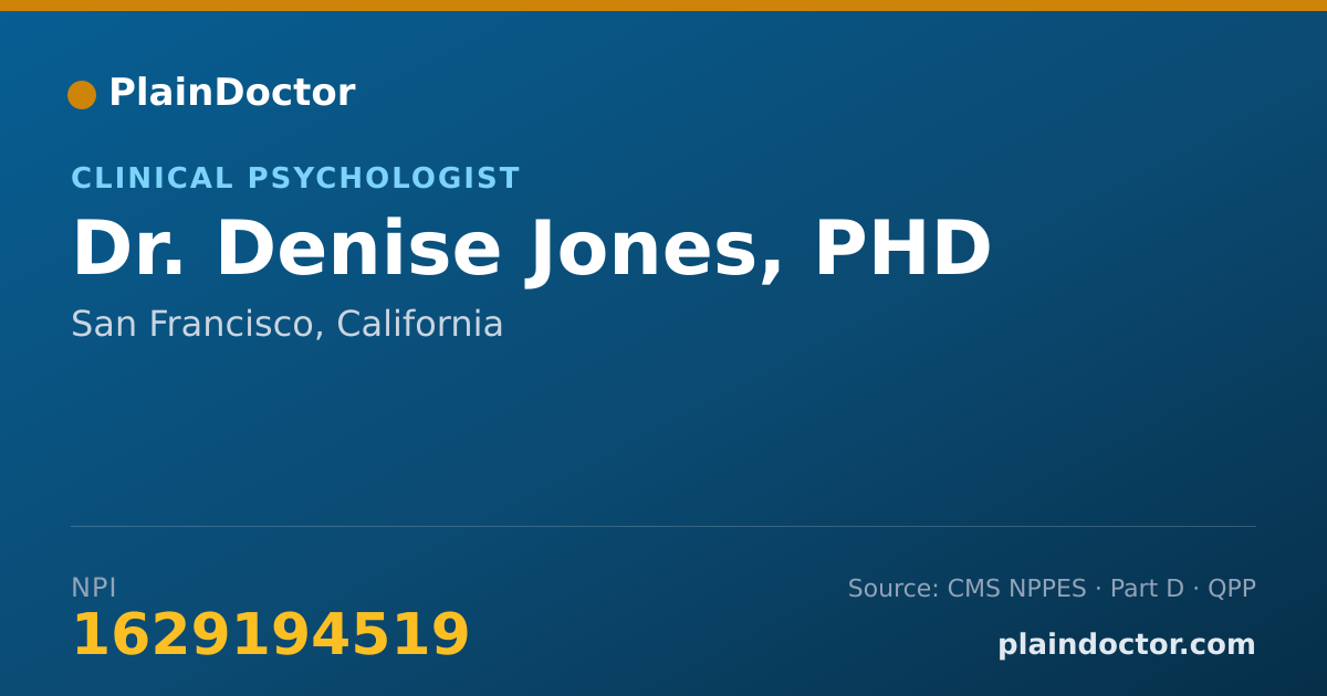Shareable card for Denise Jones, PHD - Clinical Psychologist, San Francisco, CA
