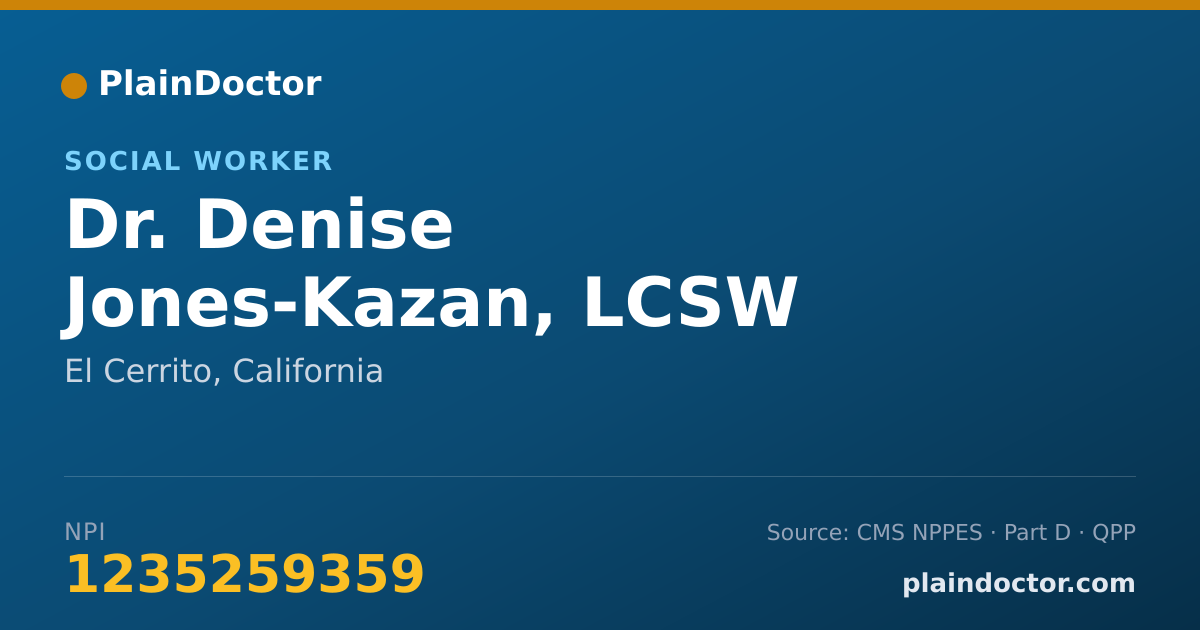 Shareable card for Denise Jones-Kazan, LCSW - Social Worker, El Cerrito, CA