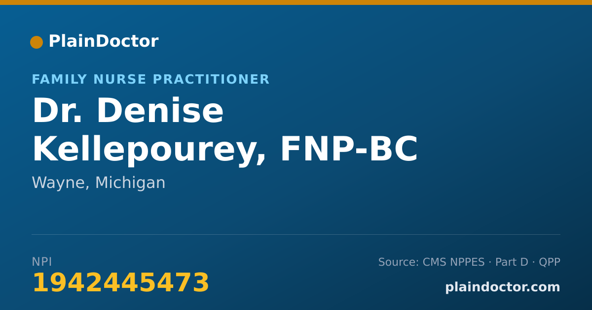 Shareable card for Denise Kellepourey, FNP-BC - Family Nurse Practitioner, Wayne, MI
