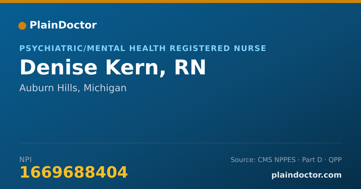 Shareable card for Denise Kern, RN - Psychiatric/Mental Health Registered Nurse, Auburn Hills, MI