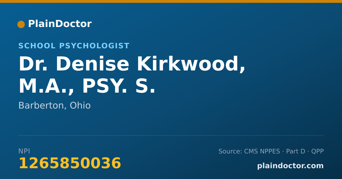 Shareable card for Denise Kirkwood, M.A., PSY. S. - School Psychologist, Barberton, OH