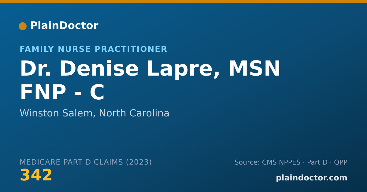 Shareable card for Denise Lapre, MSN FNP - C - Family Nurse Practitioner, Winston Salem, NC