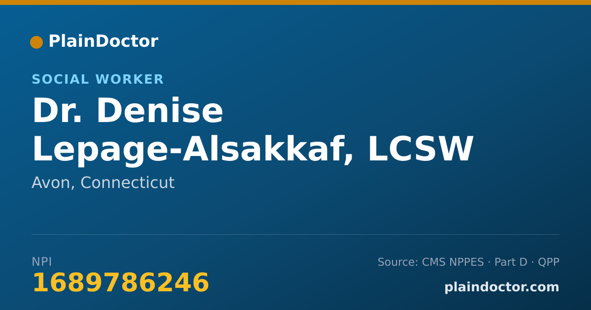 Shareable card for Denise Lepage-Alsakkaf, LCSW - Social Worker, Avon, CT