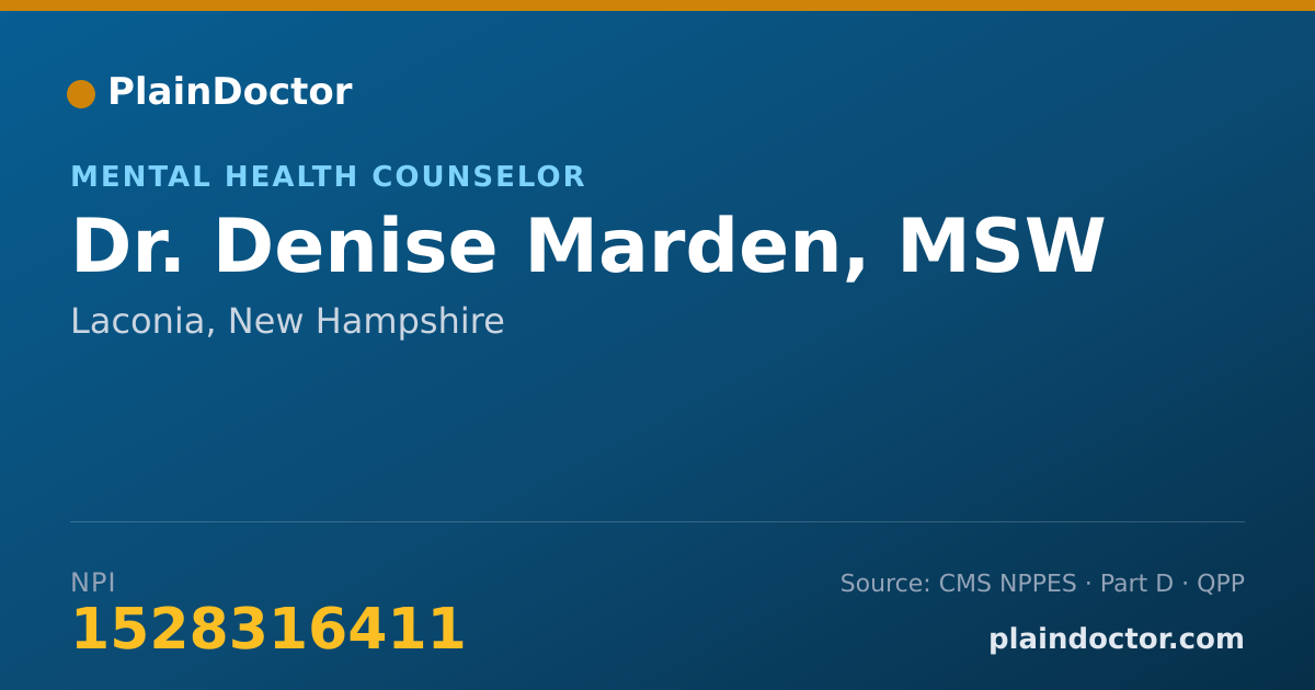 Shareable card for Denise Marden, MSW - Mental Health Counselor, Laconia, NH