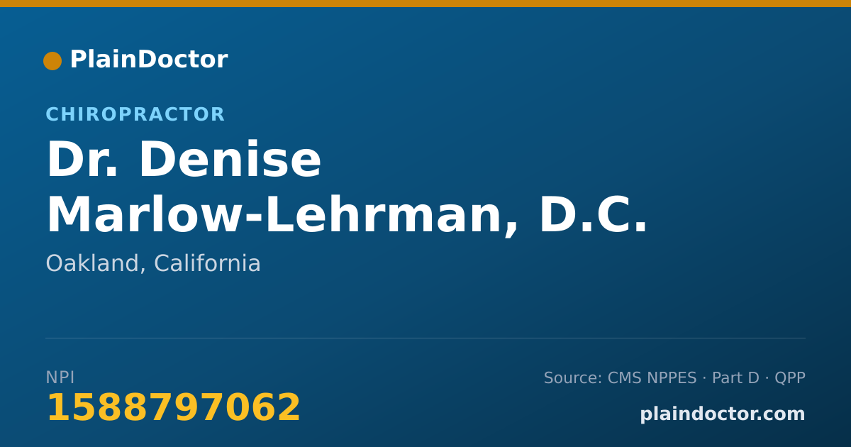 Shareable card for Denise Marlow-Lehrman, D.C. - Chiropractor, Oakland, CA