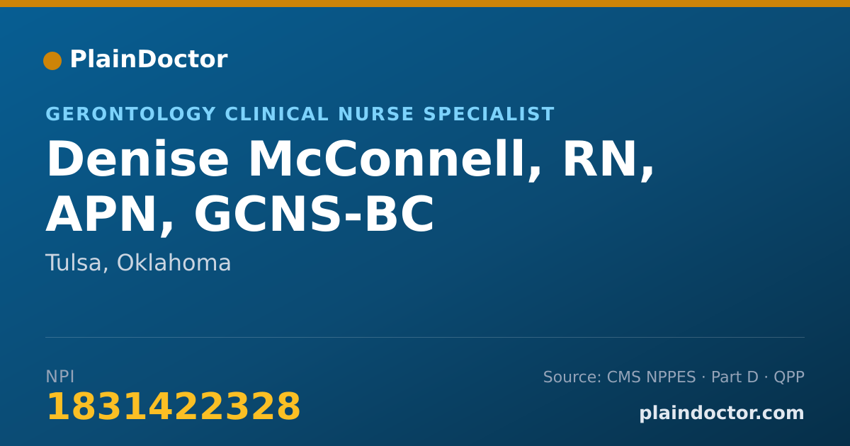 Shareable card for Denise McConnell, RN, APN, GCNS-BC - Gerontology Clinical Nurse Specialist, Tulsa, OK