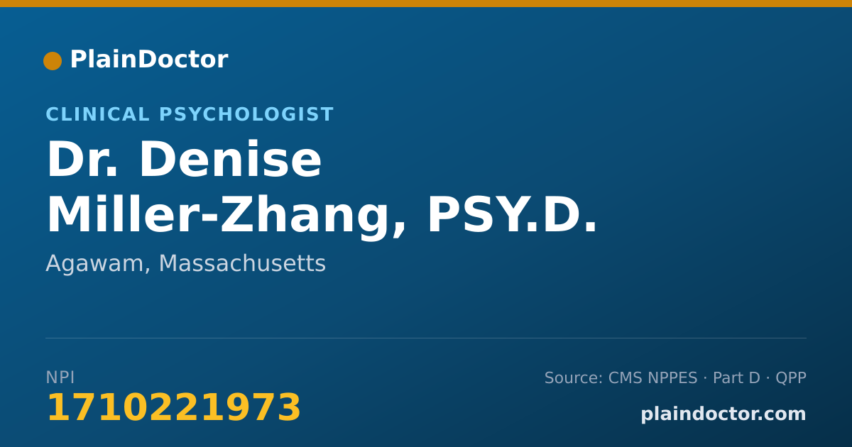 Shareable card for Denise Miller-Zhang, PSY.D. - Clinical Psychologist, Agawam, MA