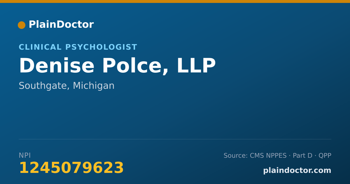 Shareable card for Denise Polce, LLP - Clinical Psychologist, Southgate, MI