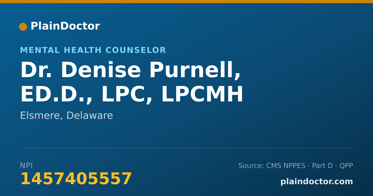 Shareable card for Denise Purnell, ED.D., LPC, LPCMH - Mental Health Counselor, Elsmere, DE