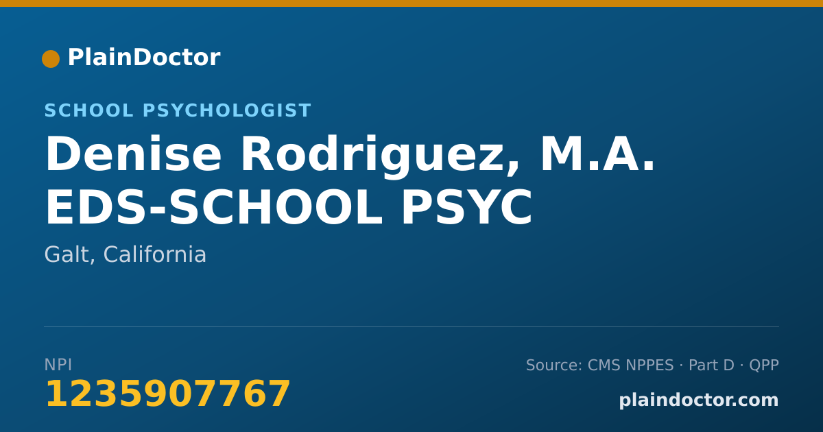 Shareable card for Denise Rodriguez, M.A. EDS-SCHOOL PSYC - School Psychologist, Galt, CA